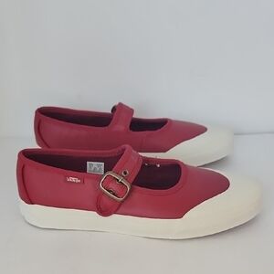 Vans Women's Red Leather Buckle Sneakers